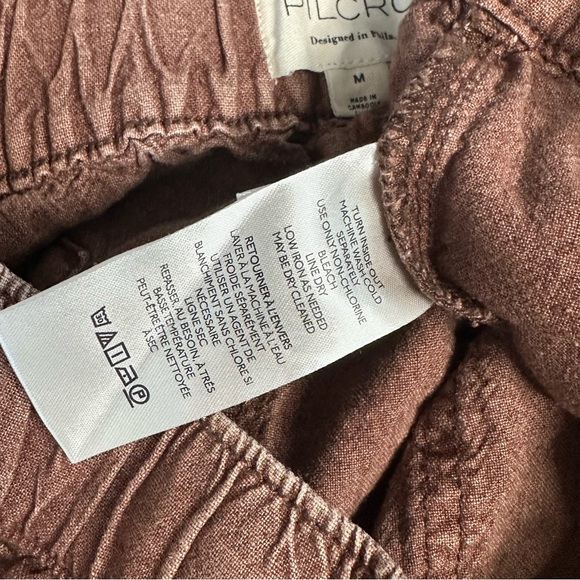 Anthropologie Pilcro Linen Drawstring Pants Medium Brown pockets coastal boho - Picture 8 of 12